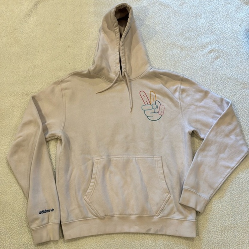 Adidas Light Pink Peace Sign Sweatshirt Size Medium